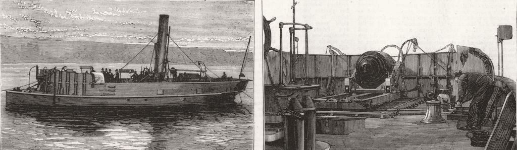 MILITARIA. New Twin-Gun-ships for British Navy; gunboat at sea; Deck ship 1874